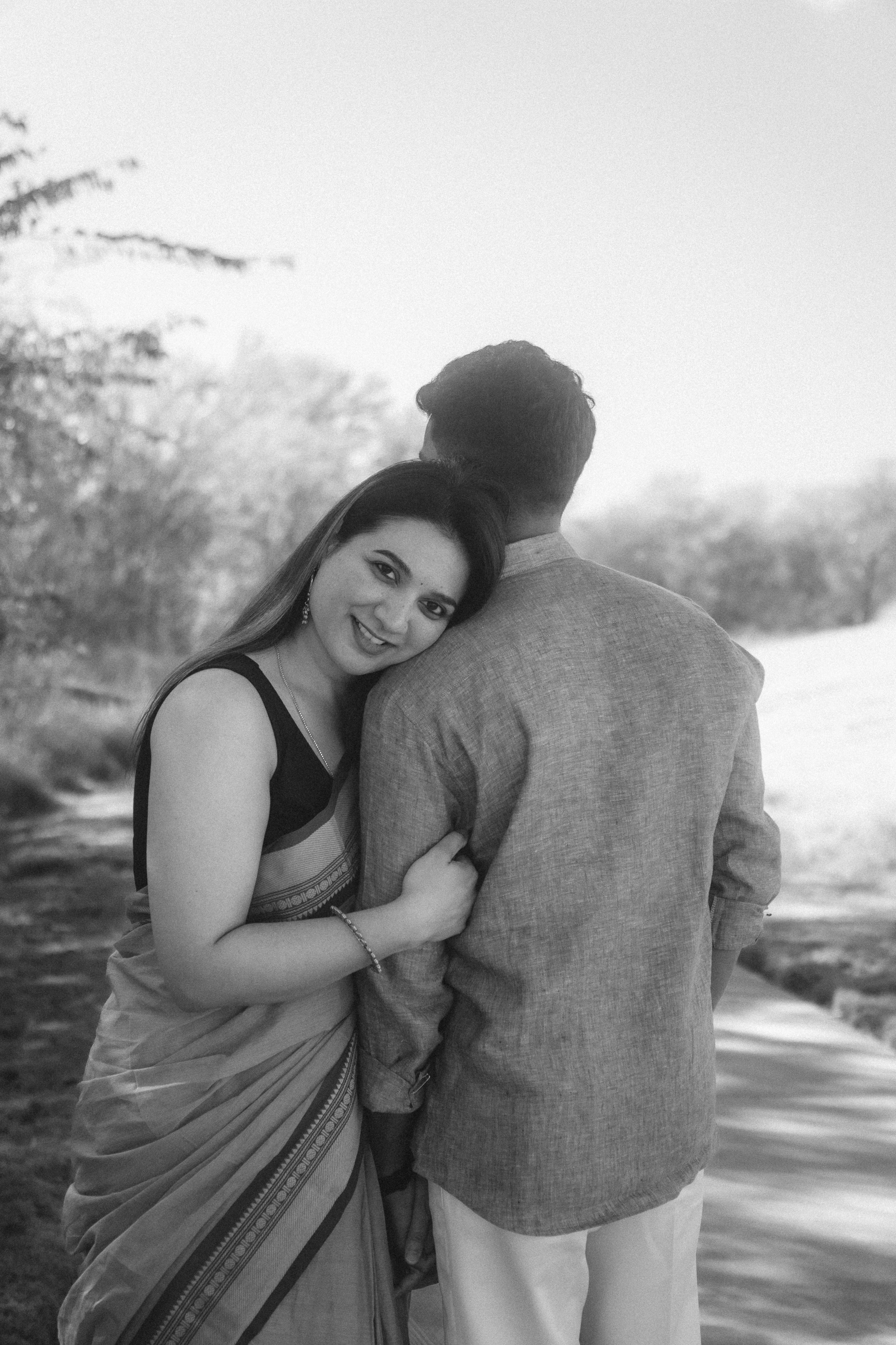 A creative studio portrait of a couple by Aakaara Studios.