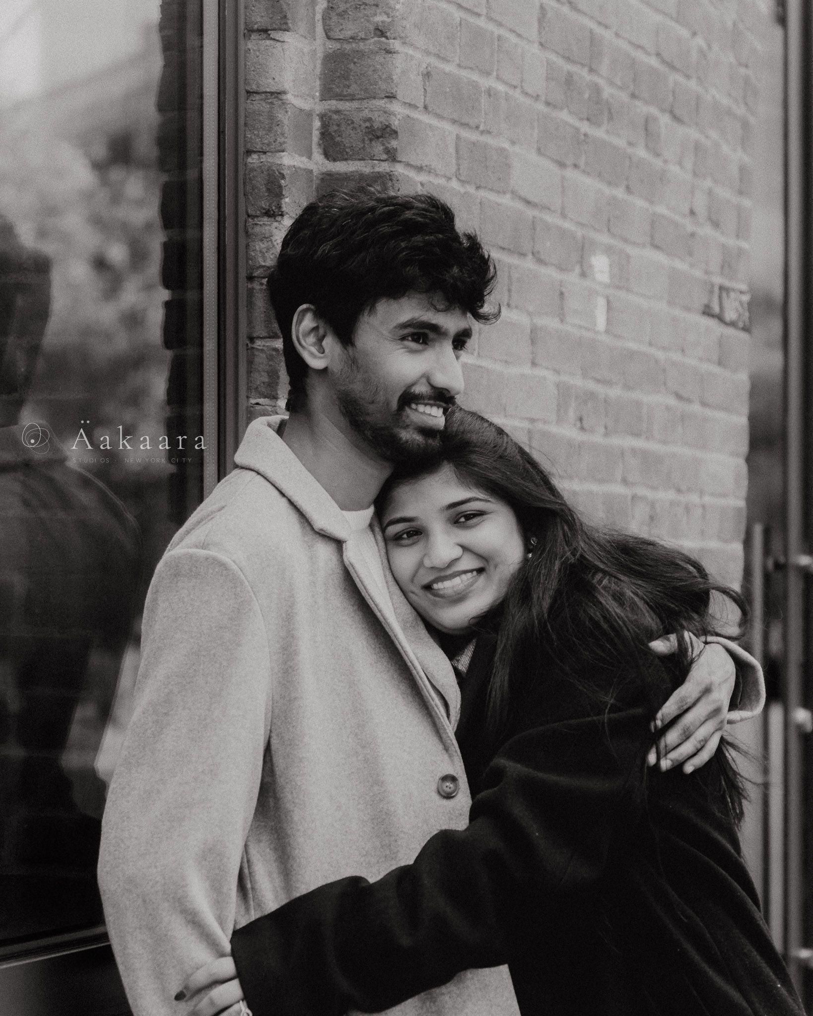 A couple in a stylish studio setting, captured by Aakaara Studios.