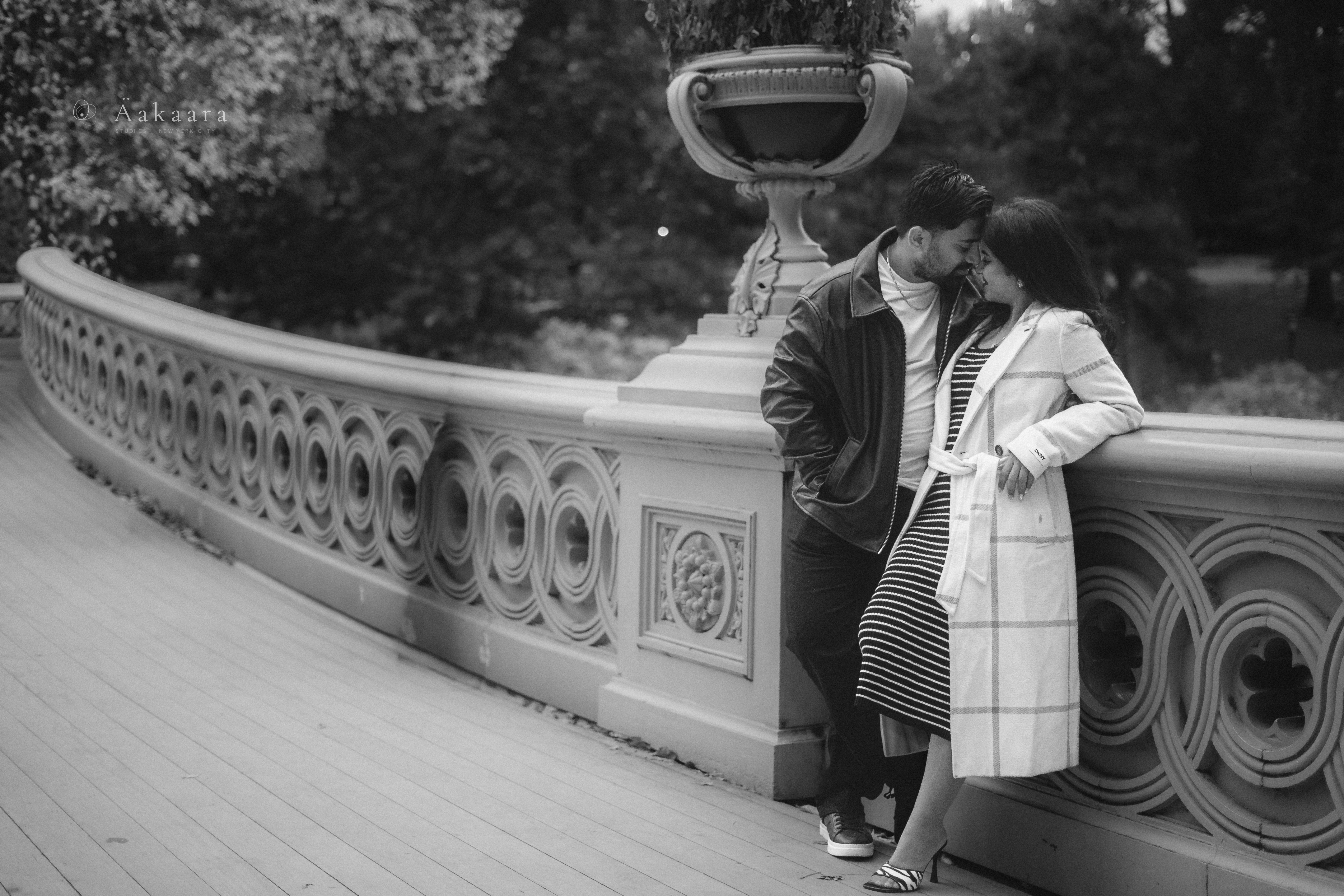 A candid moment between a couple in a New York park.